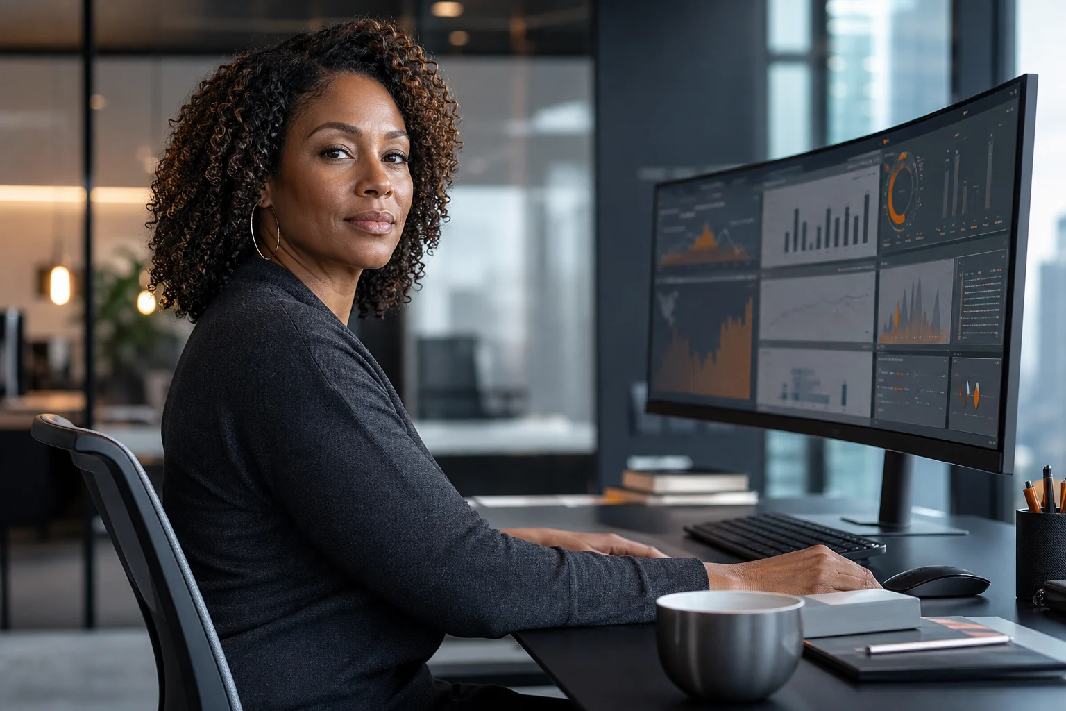 Corporate tax leader reviewing a tax operations dashboard